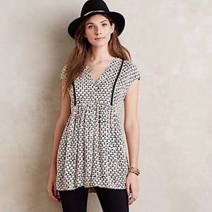 ANTHROPOLOGIE | Vanessa Virginia Hearts Ladder Lace Babydoll Tunic Top Medium